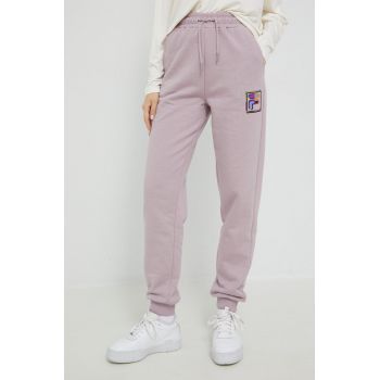 Fila pantaloni femei, culoarea roz, neted ieftin