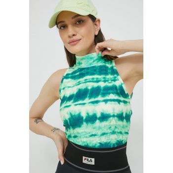 Fila top femei, culoarea verde, cu turtleneck ieftin