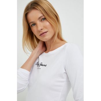 Pepe Jeans longsleeve femei, culoarea alb de firma original