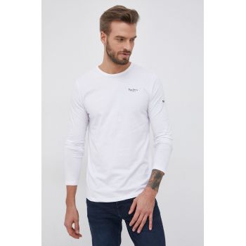 Pepe Jeans Longsleeve Original Basic 2 culoarea alb, material neted ieftin