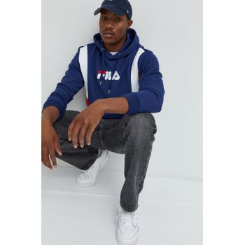 Fila bluza barbati, culoarea albastru marin, cu imprimeu de firma original