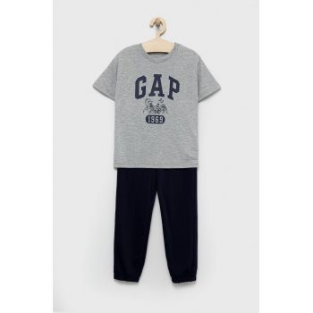 GAP pijama copii culoarea gri, cu imprimeu