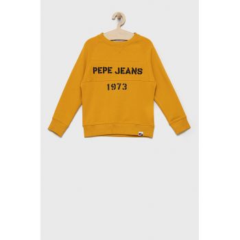 Pepe Jeans hanorac de bumbac pentru copii culoarea galben, modelator