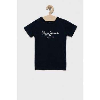 Pepe Jeans tricou de bumbac pentru copii culoarea albastru marin, cu imprimeu