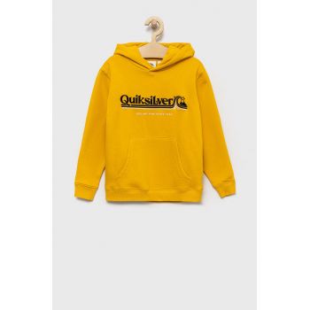 Quiksilver bluza copii culoarea galben, cu imprimeu