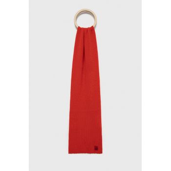 United Colors of Benetton esarfa de lana pentru copii culoarea rosu, neted