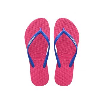Havaianas slapi Slim Logo femei, culoarea rosu, cu toc plat