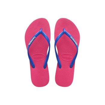 Havaianas slapi Slim Logo femei, culoarea rosu, cu toc plat