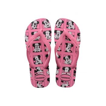 Havaianas slapi Top Disney femei, culoarea roz, cu toc plat