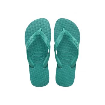 Havaianas slapi Top femei, culoarea verde, cu toc plat de firma originali