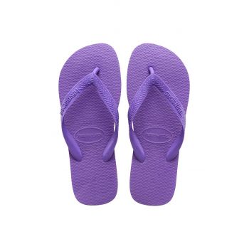 Havaianas slapi Top femei, culoarea violet, cu toc plat