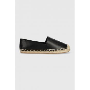 HUGO espadrile de piele Baja Slon culoarea negru