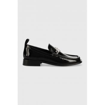 Karl Lagerfeld mocasini de piele MOKASSINO II femei, culoarea negru, cu toc plat KL41336 de firma originali