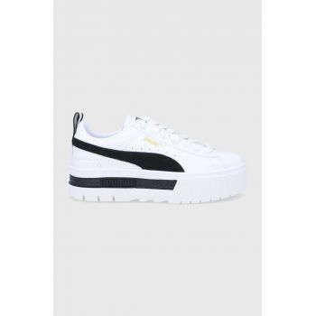 Puma sneakers Mayze Lth culoarea alb, cu platformă 384209