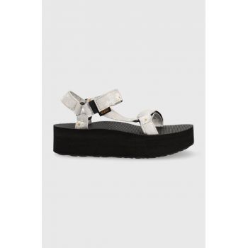 Teva sandale femei, culoarea gri, cu platforma