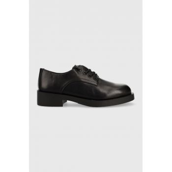 Aldo pantofi de piele Cambridge femei, culoarea negru, cu toc plat