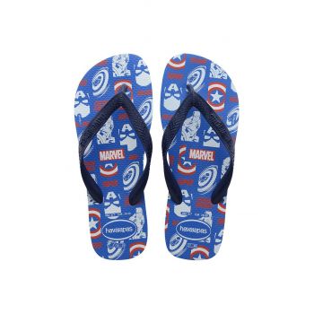 Havaianas slapi Top Marvel Logomania culoarea albastru marin