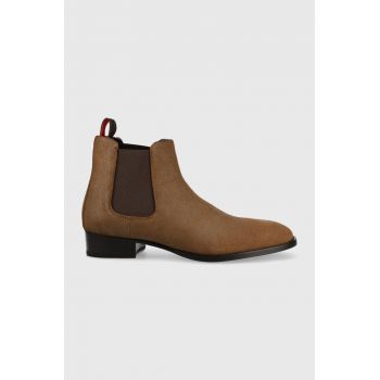 HUGO botine din piele intoarsa Culth Cheb barbati, culoarea maro