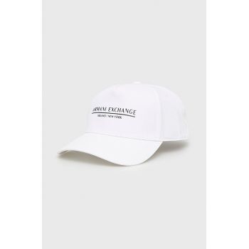 Armani Exchange șapcă din bumbac culoarea alb, cu imprimeu de firma originala