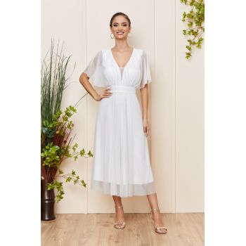 Rochie de ocazie din voal cu glitter Darling Alba