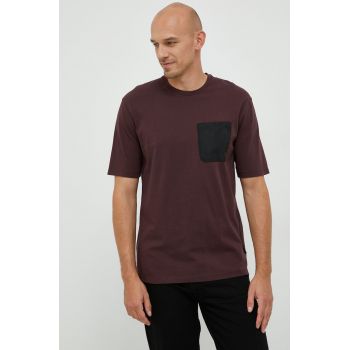 Sisley tricou din bumbac culoarea bordo, neted