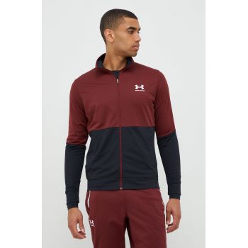 Under Armour hanorac de antrenament Pique barbati, culoarea maro, neted ieftina