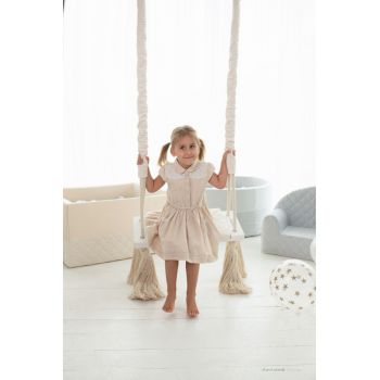 Leagan din lemn si spuma by BabySteps pentru copii WoodSwing catifea Velvet Ecri