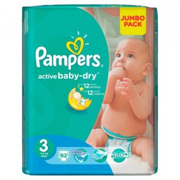 Scutece Pampers 3 Active Baby 4-9kg (82)buc ieftin