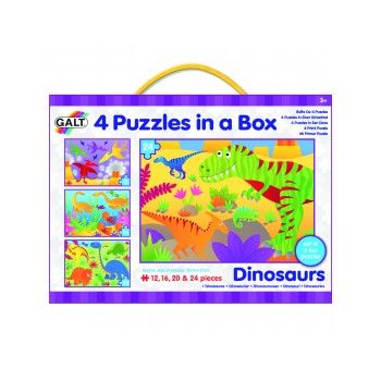 Set 4 puzzle-uri dinozauri (12, 16, 20, 24 piese)
