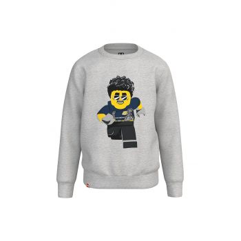 Lego Wear hanorac de bumbac pentru copii culoarea gri, cu imprimeu