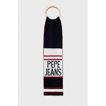 Pepe Jeans fular culoarea albastru marin, modelator