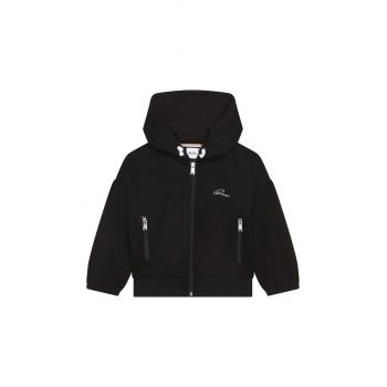 BOSS hanorac de bumbac pentru copii culoarea negru, cu imprimeu