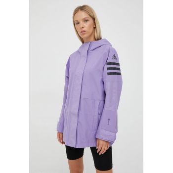 adidas TERREX geaca de ploaie Utilitas femei, culoarea violet, de tranzitie