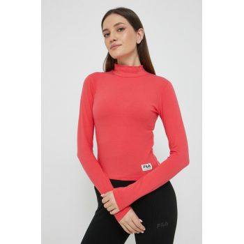 Fila longsleeve femei, culoarea portocaliu, cu turtleneck de firma original