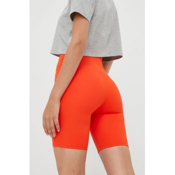 P.E Nation pantaloni scurți de antrenament Rudimental femei, culoarea portocaliu, neted, high waist