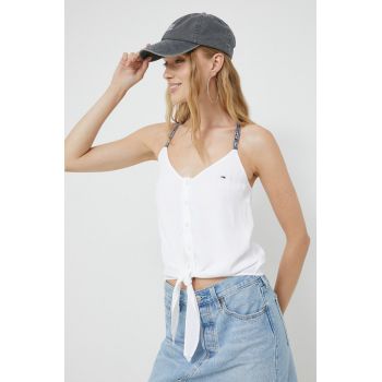 Tommy Jeans top femei, culoarea alb