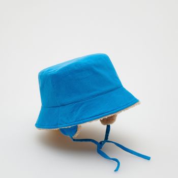 Reserved - Pălărie bucket din catifea reiată - Albastru