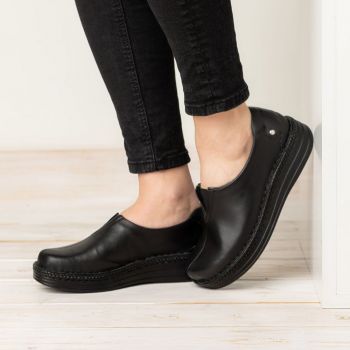 Pantofi confortabili din piele naturala 9000 negru