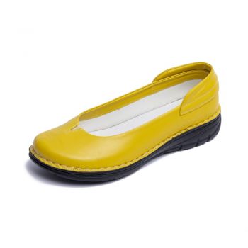 Pantofi confortabili din piele naturala Andreea galben