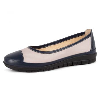 Pantofi piele naturala 1201 albastru-bej