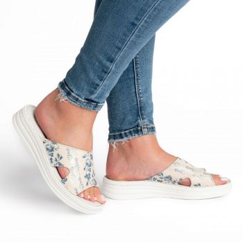 Papuci confortabili din piele Diane 405 floral