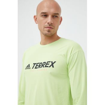 adidas TERREX longsleeve sport Trail culoarea verde, cu imprimeu
