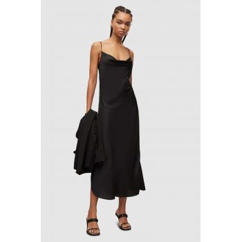 AllSaints rochie culoarea negru, midi, drept