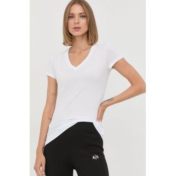 Armani Exchange tricou din bumbac culoarea alb