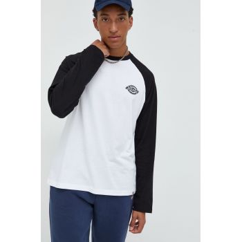 Dickies longsleeve din bumbac culoarea alb, cu imprimeu