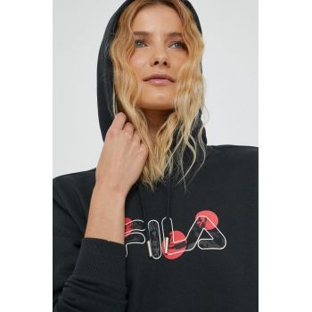 Fila bluza femei, culoarea negru, cu imprimeu ieftin