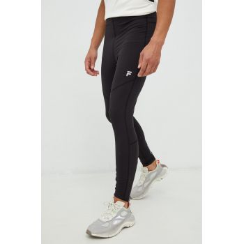 Fila leggins de alergare Rishiri barbati, culoarea negru, neted de firma originali