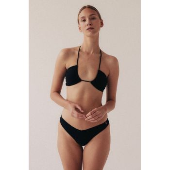 MUUV. sutien de baie Bandeau Fluff culoarea negru, cupa moale