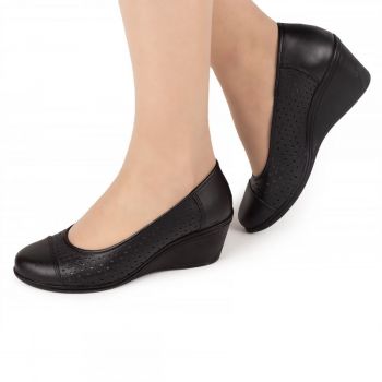 Pantofi piele naturala cu perforatii 55572 negru