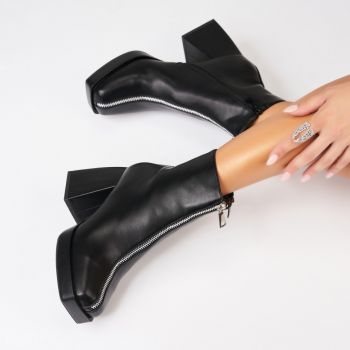 Botine dama Imblanite Negre din Piele Ecologica Elliette